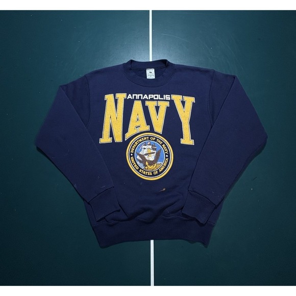 Vintage 90s Galt Sand Annapolis Navy‎ Big Logo Crewneck Sweatshirt Size Medium - Picture 1 of 16